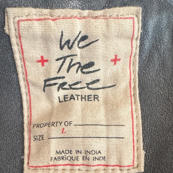 Free People Black Leather Moto Jacket with Embellished Sleeves - Picture 5 of 5